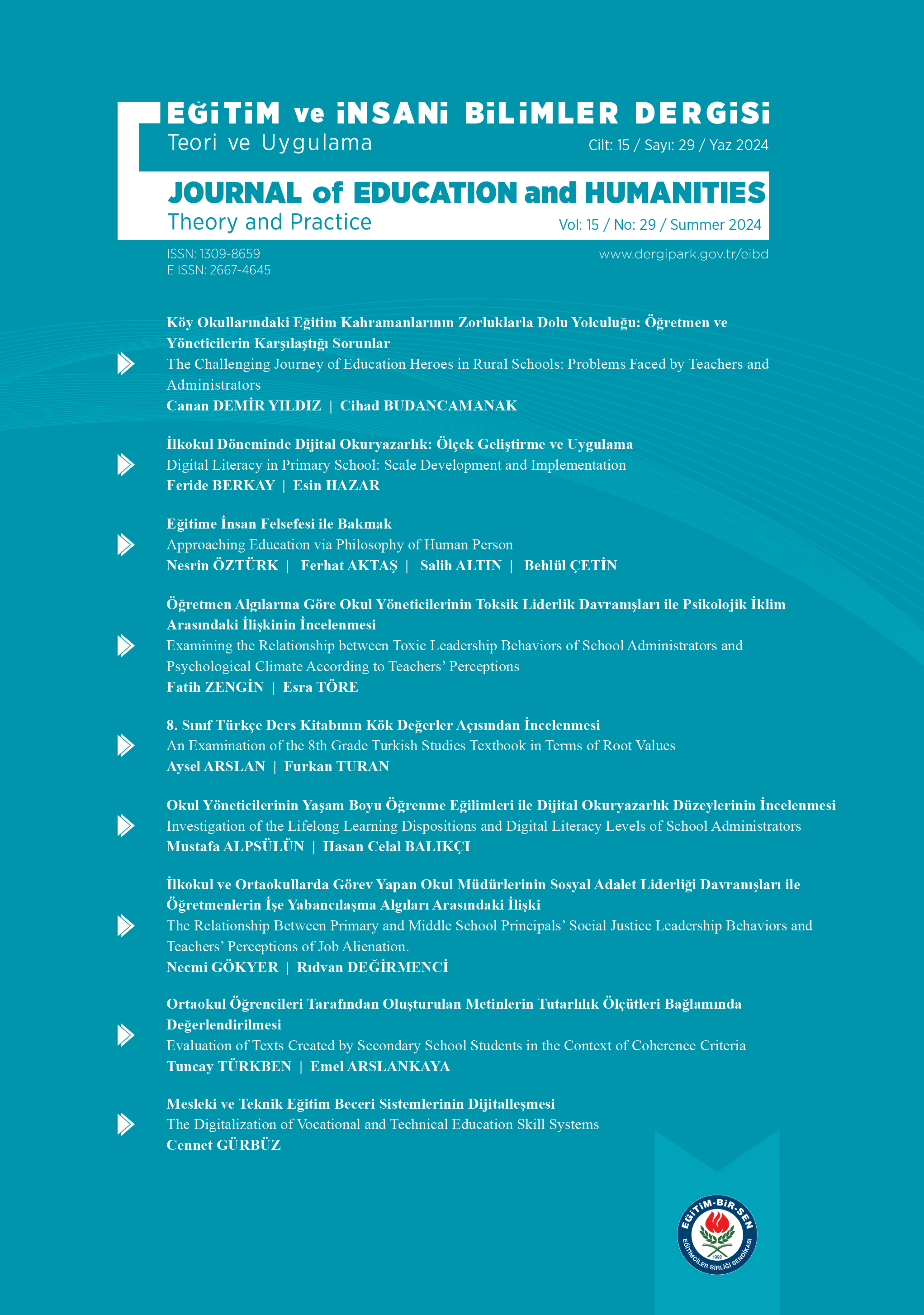 Eğitim ve İnsani Bilimler Dergisi 29. Sayı