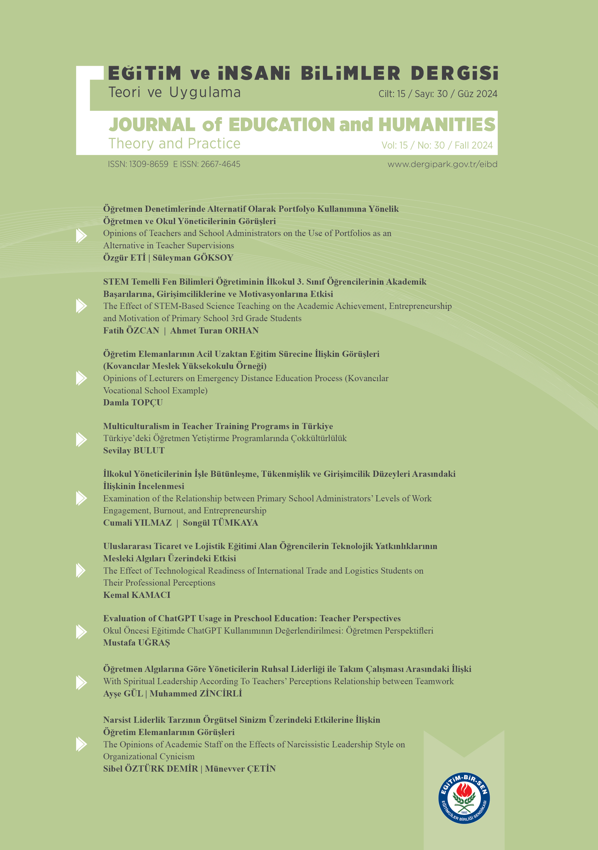 Eğitim ve İnsani Bilimler Dergisi 30. Sayı