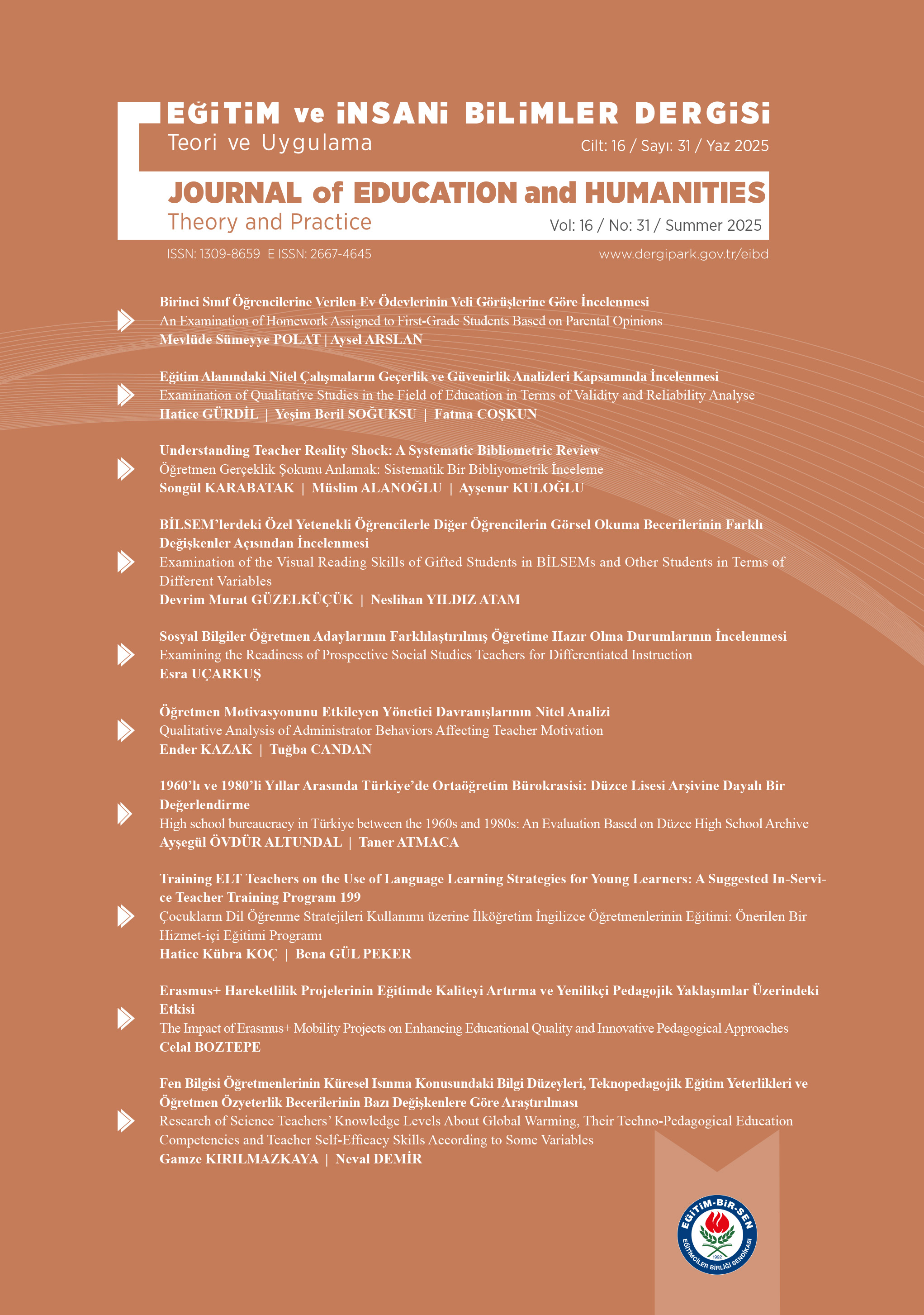 Eğitim ve İnsani Bilimler Dergisi 31. Sayı